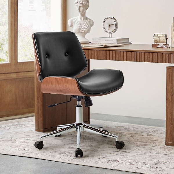 HULALA HOME Molly Modern Bent Wood Frame Office Chair with Metal