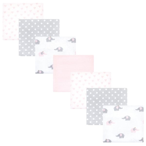 slide 1 of 1, Hudson Baby Infant Girl Cotton Flannel Receiving Blankets Bundle, Pink Gray Elephant, One Size - Pink Gray Elephant - One Size One Size - Pink Gray Elephant