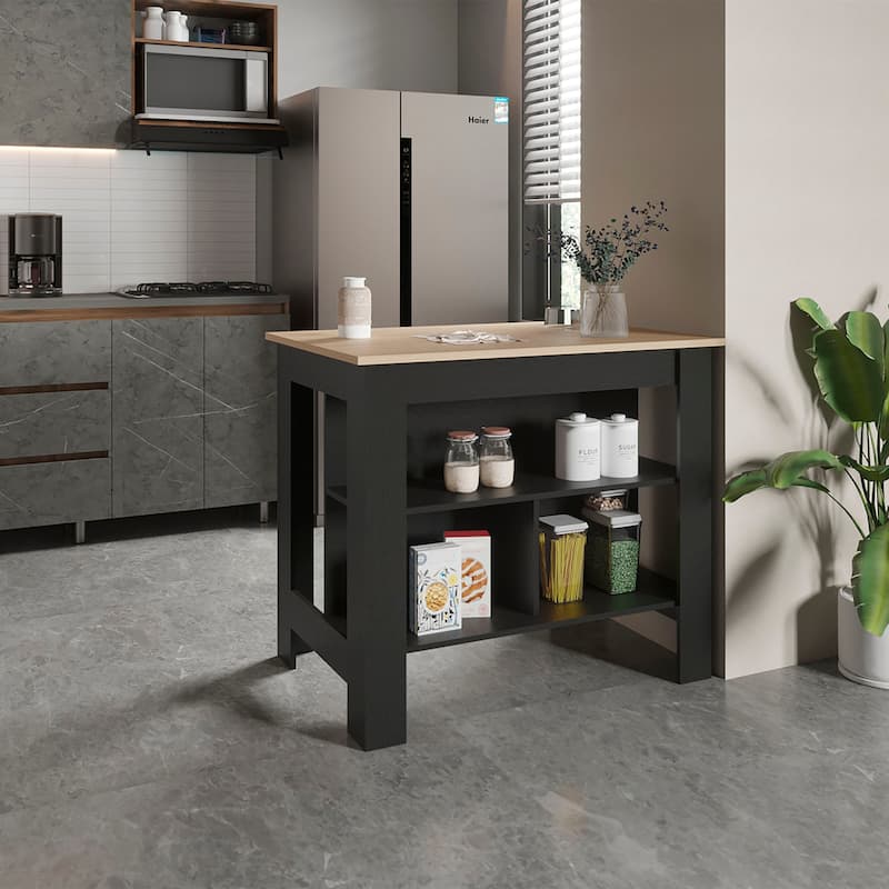 Cortes Kitchen Island 2-Tier Shelf 40" Width and large Work Top
