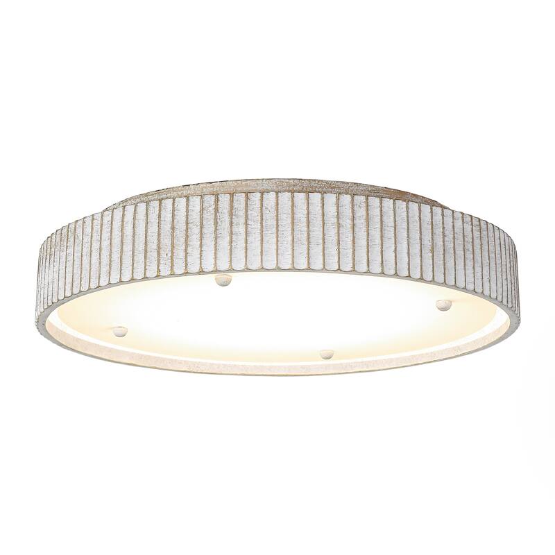 Vintage Distressed White Modern LED Flush Mount Ceiling Light