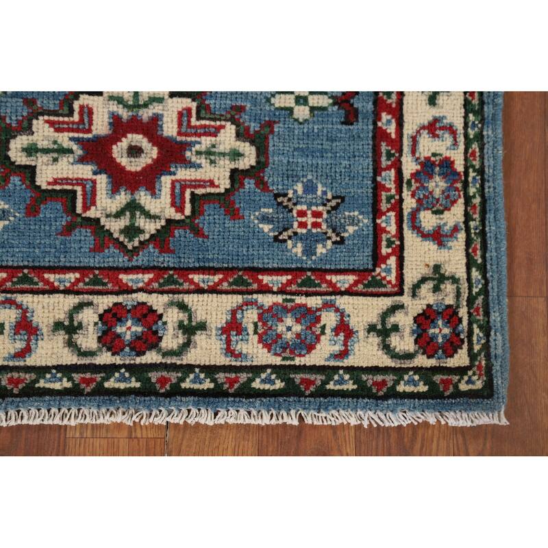 Blue Kazak Oriental Accent Rug Hand-Knotted Traditional Wool Carpet - 2'1" x 3'0"