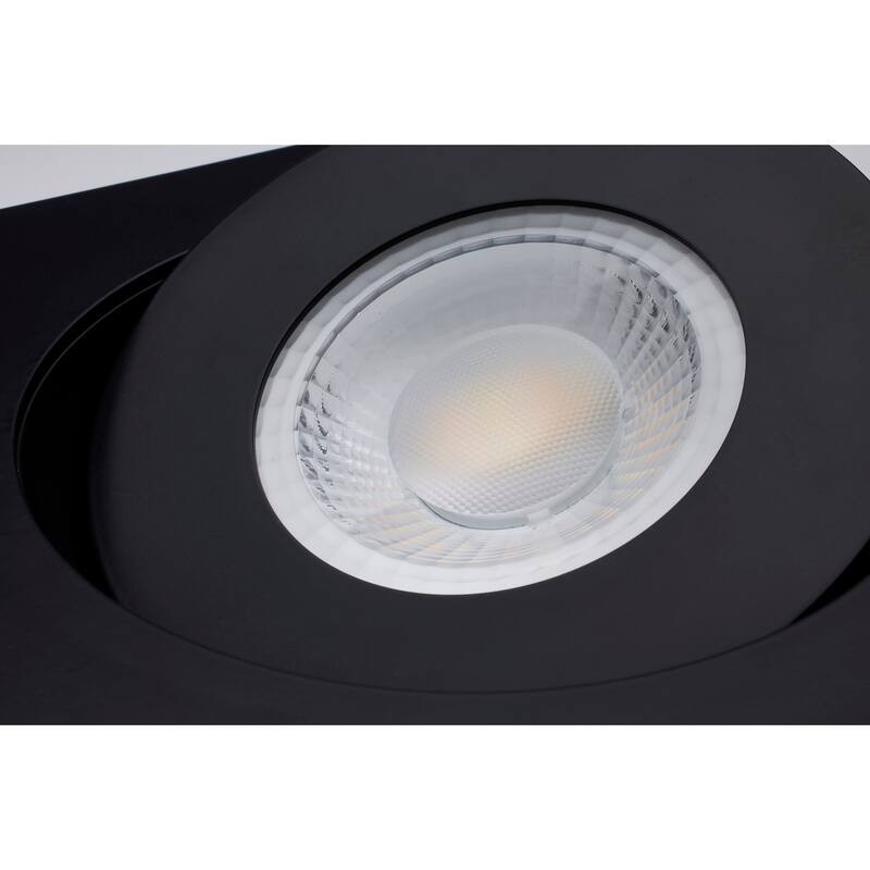 15 Watt CCT Selectable LED Direct Wire Downlight Gimbaled 6 Inch Square Remote Driver Black