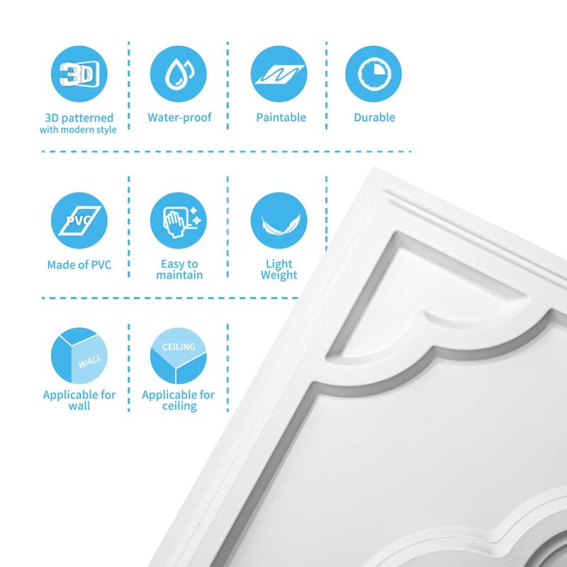 Art3d 2X4 ft PVC Lay-in Ceiling Tiles, Decorative Ceiling Tiles,12-Pack
