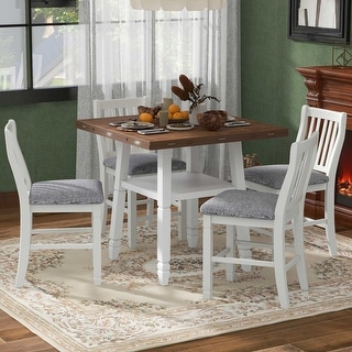 5-Piece Counter Height Dining Table Set in 2 Table Sizes with 4 Folding ...