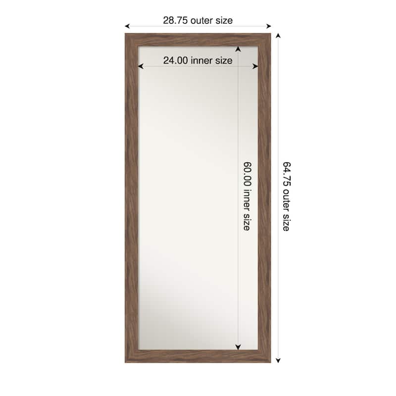 Pia Non-Beveled Framed Full-Length Floor Leaner Mirror - Pia Medium Brown - 29 x 65 in