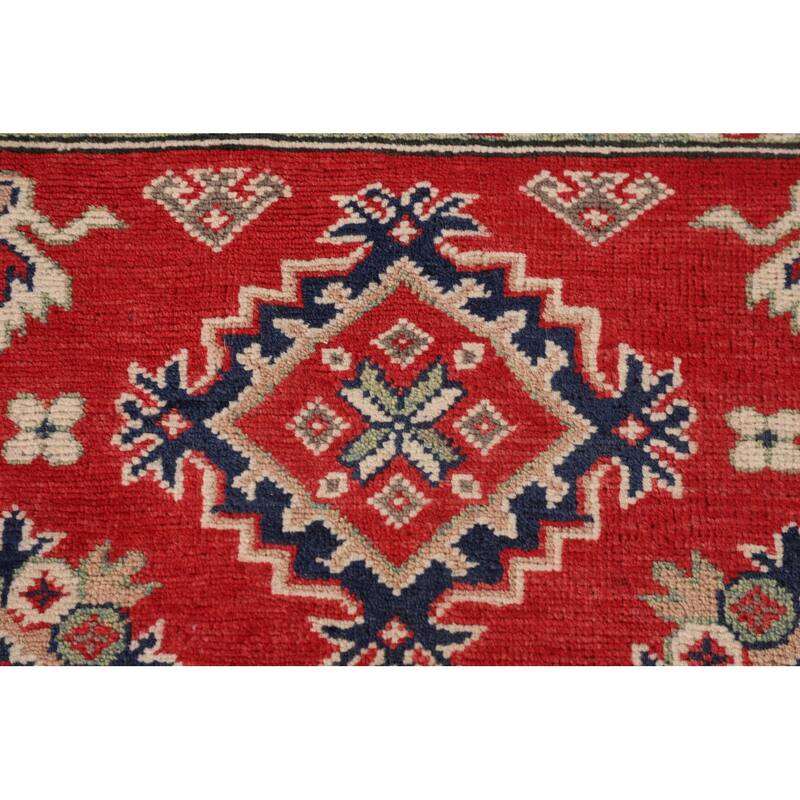 Red Kazak Accent Rug Handmade Oriental Wool Carpet - 3'4"x 4'11"