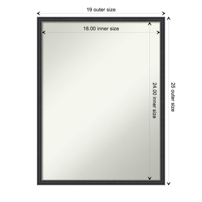 Stylish Black Narrow Non-Beveled Wood Framed Wall Mirror - Stylish Black Narrow - Glass Size 18x24