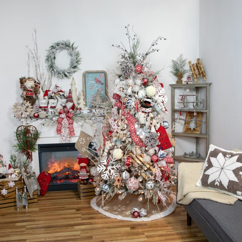 Heavily Flocked Pine in Burlap Base Christmas Tree - 17.75" - Unlit - 1.5 Foot