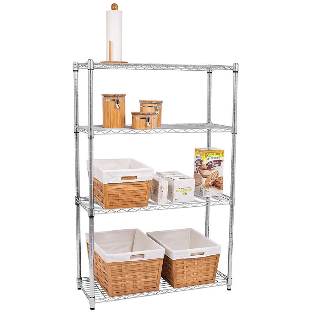 Chrome Plated Metal 4-shelf Pantry Storage