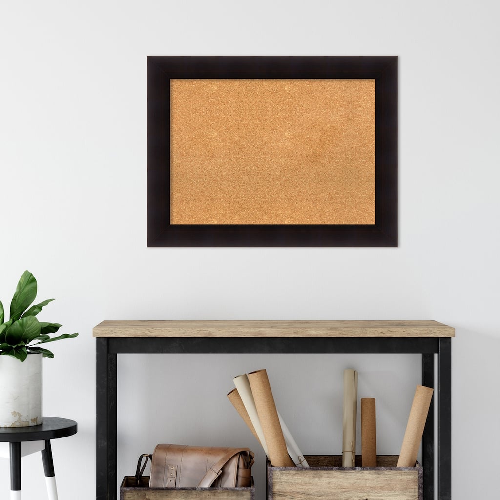 Portico Espresso Wood Framed Natural Corkboard Bulletin Board