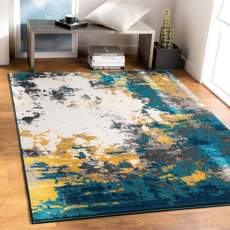 Livabliss Pepin Modern Area Rug - Blue - 6'7" x 9'