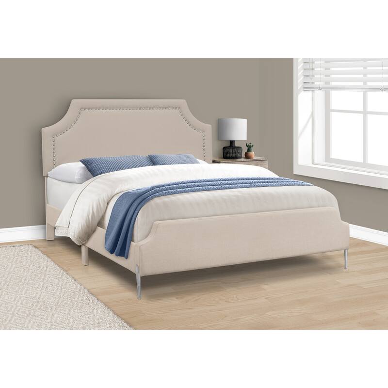White Queen Bed Set with 2 Nightstands, Modern Design and Durable Engineered Wood Construction