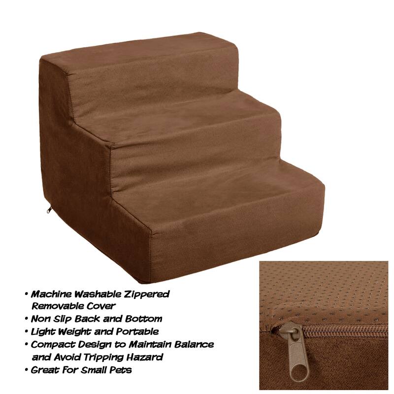 Petmaker 3-Step Pet Stairs with Removable Zippered Microfiber Cover