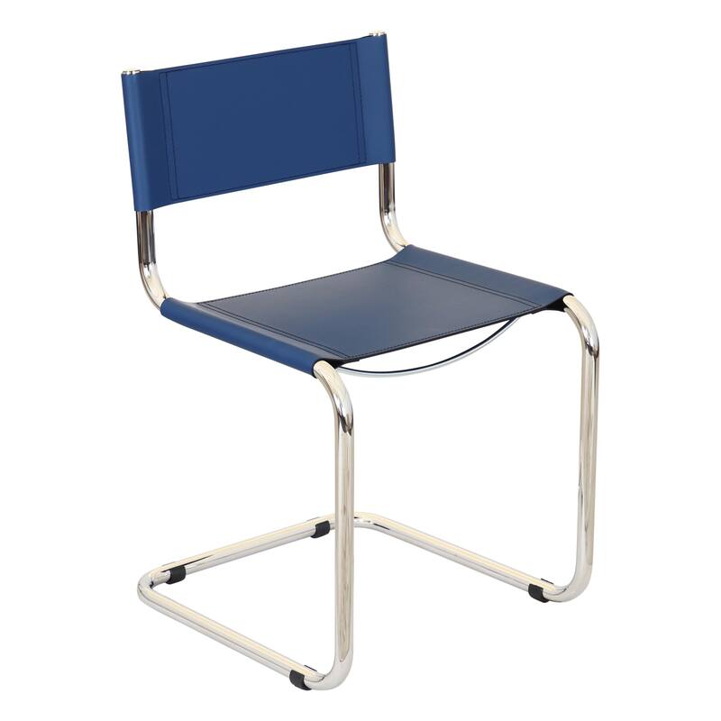Breuer Chair Company Mart Stam Cantilever Side Chair w/ Chrome Frame (Various Bonded Leather Colors) - Blue