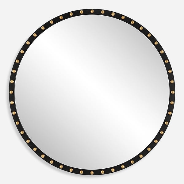 slide 2 of 6, Uttermost 09949 Sele 50-3/8" Diameter Circular Flat Accent Mirror Black