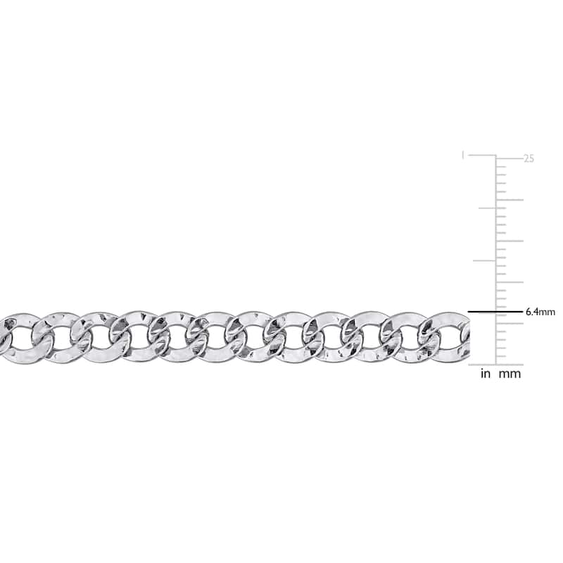 Miadora Sterling Silver Curb Link Chain Necklace and Bracelet Set