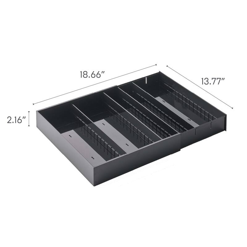 Yamazaki Home Cutlery Organizer - Three Styles, ABS Plastic, Expandable I, Adjustable - L 13.78 x W 11.69 x H 2.17 inches