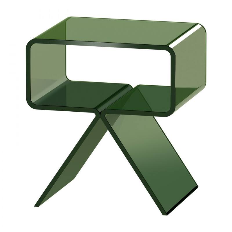 Transparent Green Acrylic Side Table with 2-Tier Storage and Sturdy Design - 11.8 x 15.4 x 17 in