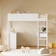 preview thumbnail 31 of 84, Modern Teddy Fleece Loft Bed with Storage Shelf, Drawers & Desk, Multi-Functional Wood Loft Bed Frame w/Soft Padding