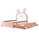 preview thumbnail 15 of 15, Charming Upholstered Platform Bed with Trundle and Drawers for Kids