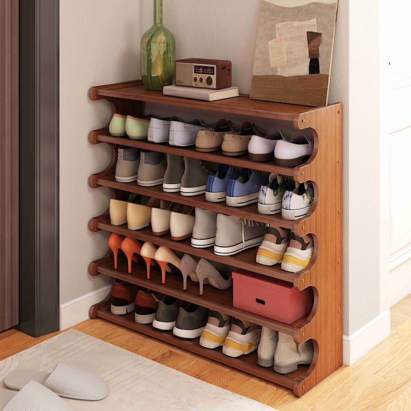 6-Layer Wood Grain Shoe Rack