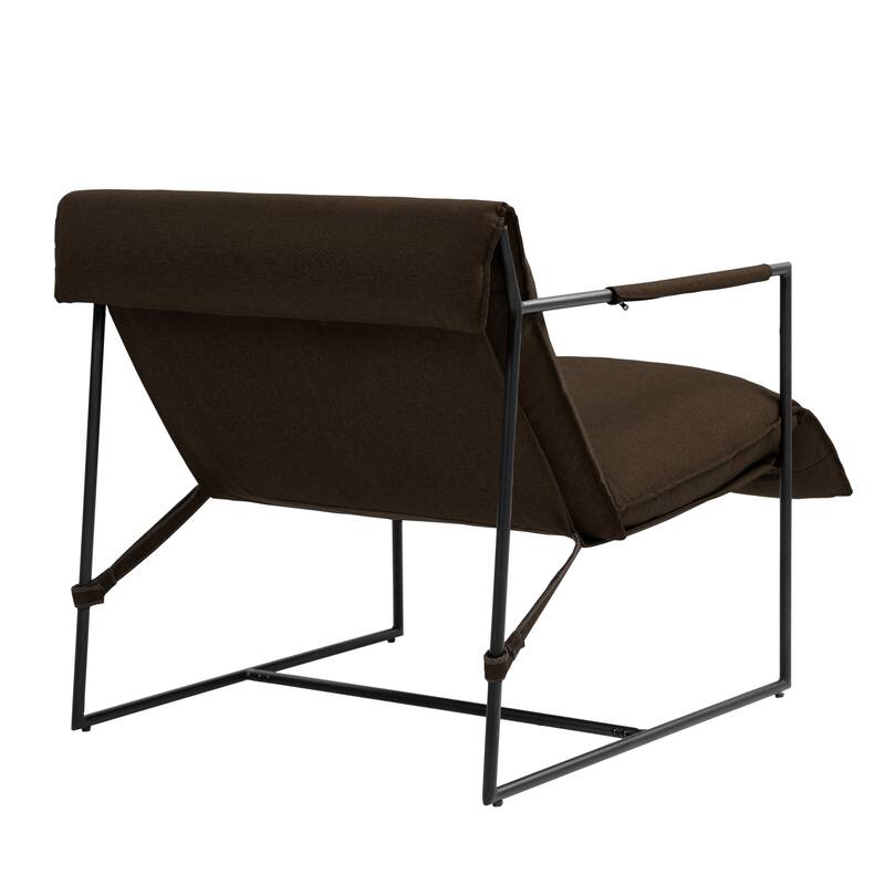 Fabric Accent Chair Metal Framed Sling Armchair Set of 2