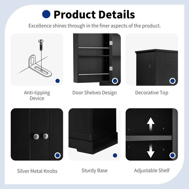 72.6" Freestanding Bathroom Storage Cabinet with Tilt Out Laundry Hamper and Drawers - 32.2 in.W x 16.4 in.D x 72.6 in.H
