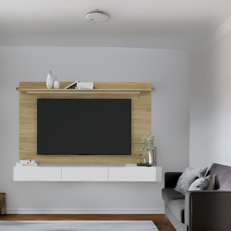 70 in. Modern Floating Entertainment Center Wall Mounted Entertainment Center Wall Unit TV Wall Panel TV Mount Wall Theater