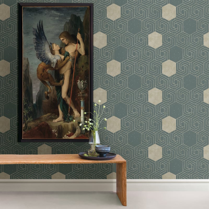 A-Street Prints Momentum Dark Green Geometric Wallpaper