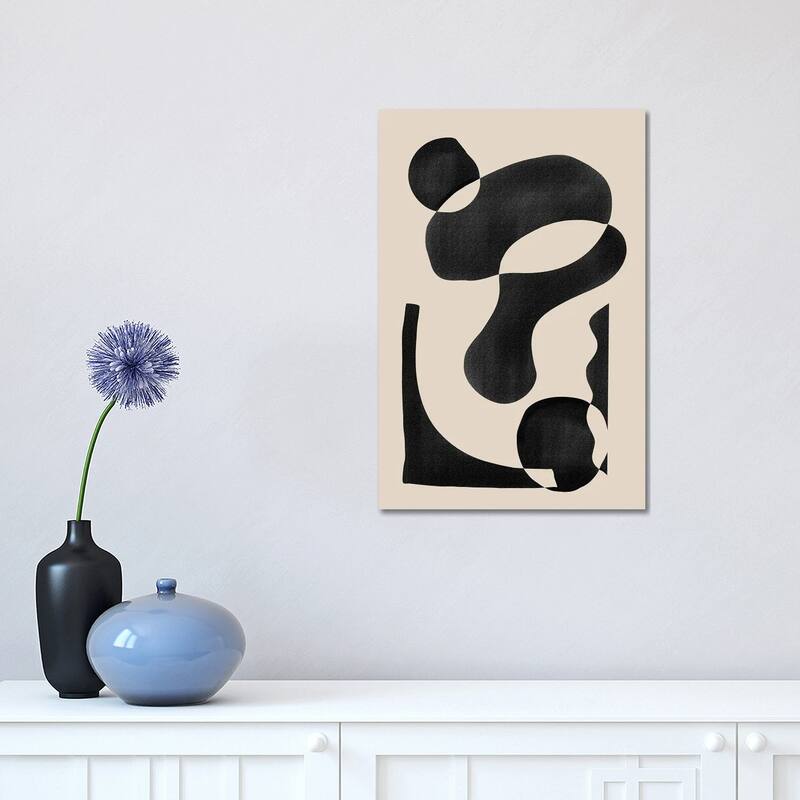 iCanvas "Black Abstract Shapes" by Nikki Canvas Print - 18x12x1.5
