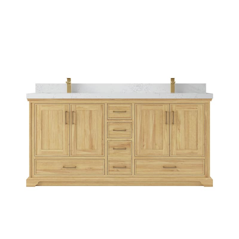 Willow Collections 72 in. W x 22 in. D Charlotte Teak Double Sink Bathroom Solid Teak Vanity with Countertop