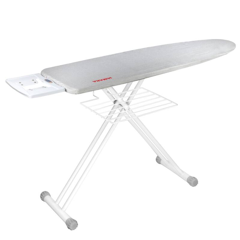 Steel Mesh Ironing Board with Solid Steam Iron Rest and Cotton Cover - White