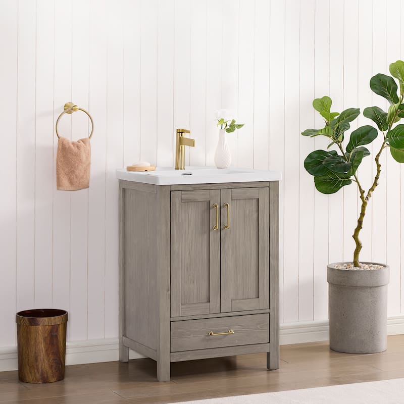 Gela Single Bath Vanity with Ceramic Basin Top without Mirror