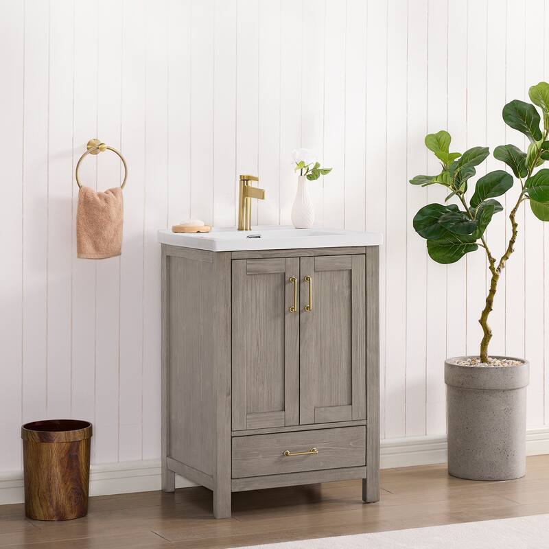 Gela Single Sink Bath Vanity with Drop-In Ceramic Basin without Mirror