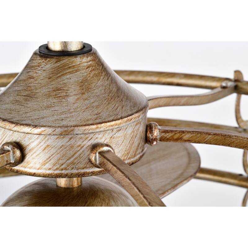 Baakir Gold Brushed 6 Light 3 Blade Chandeler Ceiling Fan 26 Inch with Remote