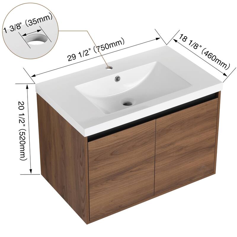 BNK 16"/20"/24"/30"/36" Single Sink Bathroom Vanity with Soft Close Door and Shelf