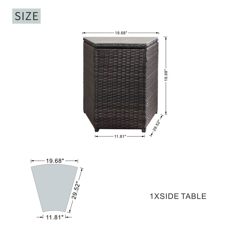 7-Piece Outdoor Patio Furniture Set with Adjustable Propane Fire Pit Table, Wicker Sofa and Tempered Glass Side Tables