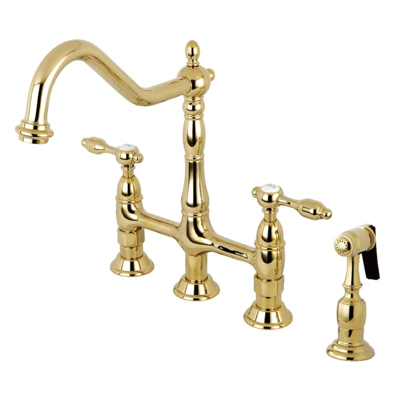 Tudor Bridge Kitchen Faucet with Brass Sprayer