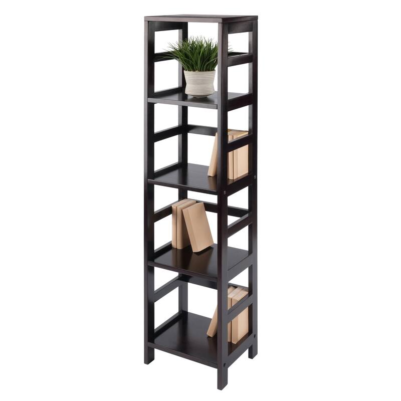 Leo 4-Tier Storage Shelf, Espresso - 13.39 x 11.22 x 54.8 inches