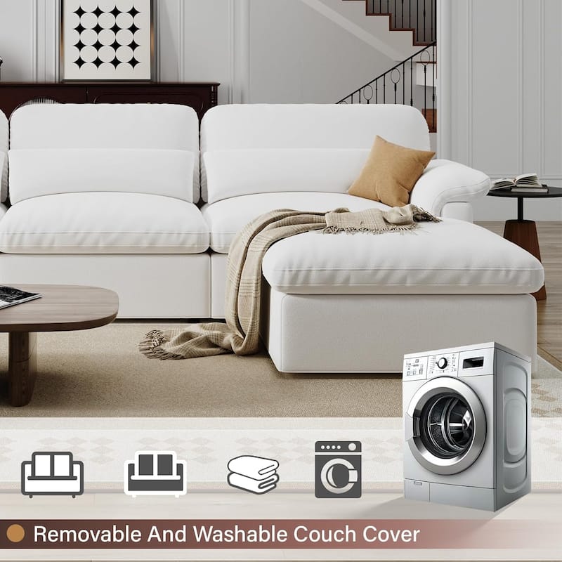 GDFStudio - Cloud Modular Chenille Sectional Sofa with Down-Filled Couch and Washable Covers & Storage