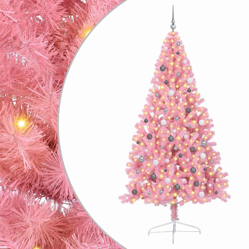 vidaXL Artificial Pre-lit Christmas Tree Pink in PVC - 59.06 in