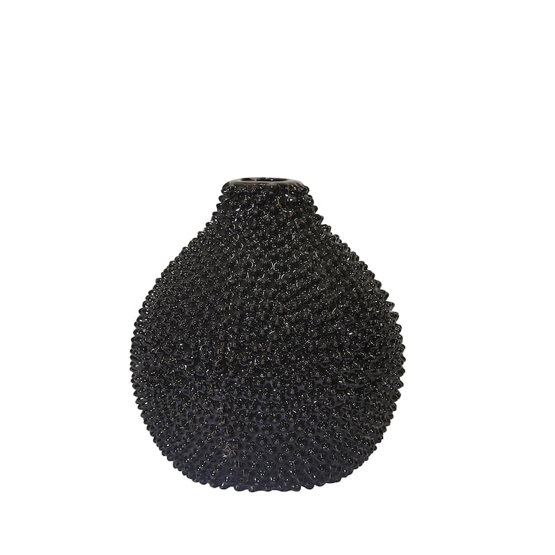 Spiked Bottle Shaped Vase - 8" - Black