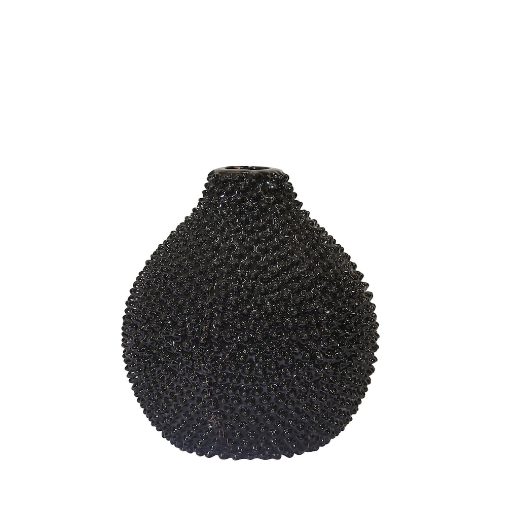 Spiked Bottle Shaped Vase - 8" - Black