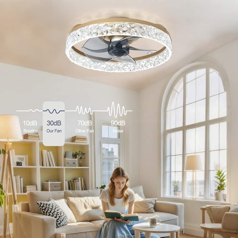 Low Profile Ceiling Fan with Light: 20-16 Inch, App Remote Control, Dimmable 3 CCT LED, 6 Wind Speeds, Ultra Quiet