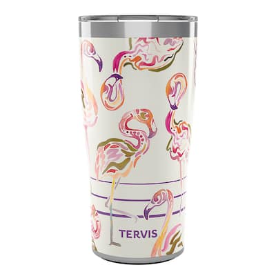 Tervis Traveler Flamingo Swirl Triple Walled Insulated Travel Tumbler, Stainless Steel