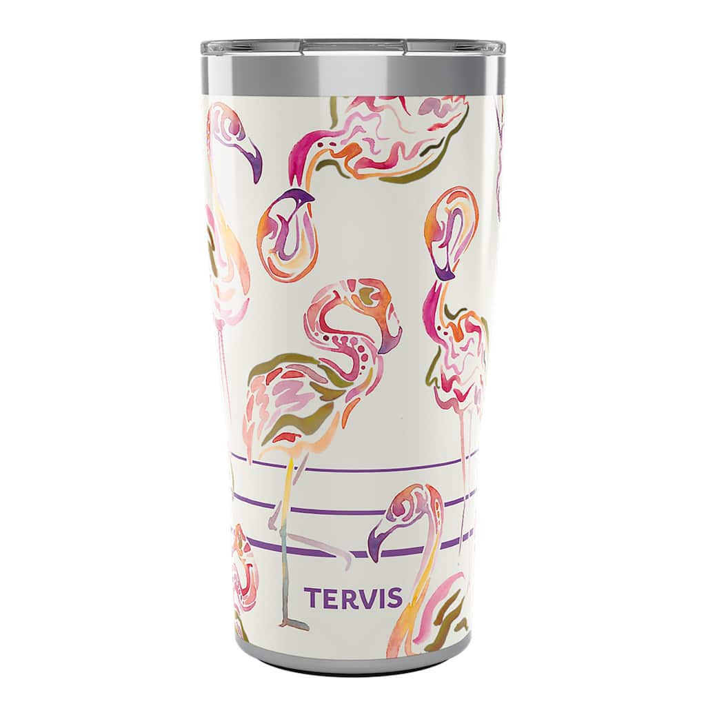 Tervis Traveler Flamingo Swirl Triple Walled Insulated Travel Tumbler, Stainless Steel