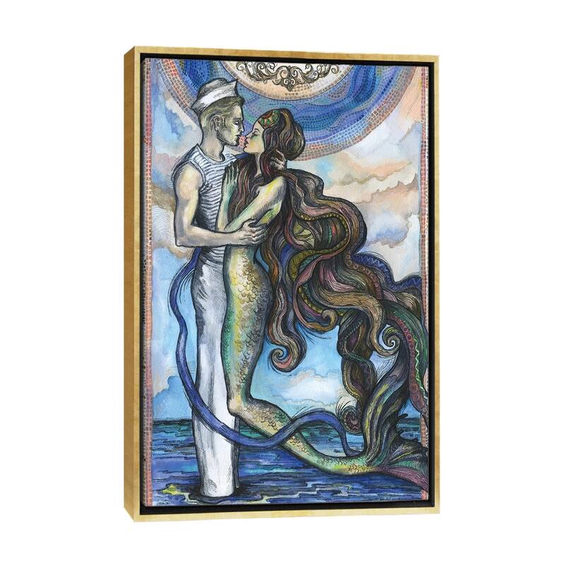 iCanvas "The Sailor And The Mermaid" by Fanitsa Petrou Framed Canvas Print - Gold - 26x18