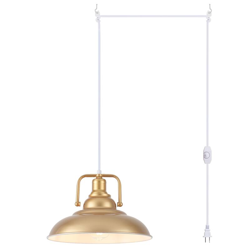 1-Light Traditional Hanging Kitchen Pendant Light Island Chandelier Lighting for Dining Room with Metal Cover & Plug