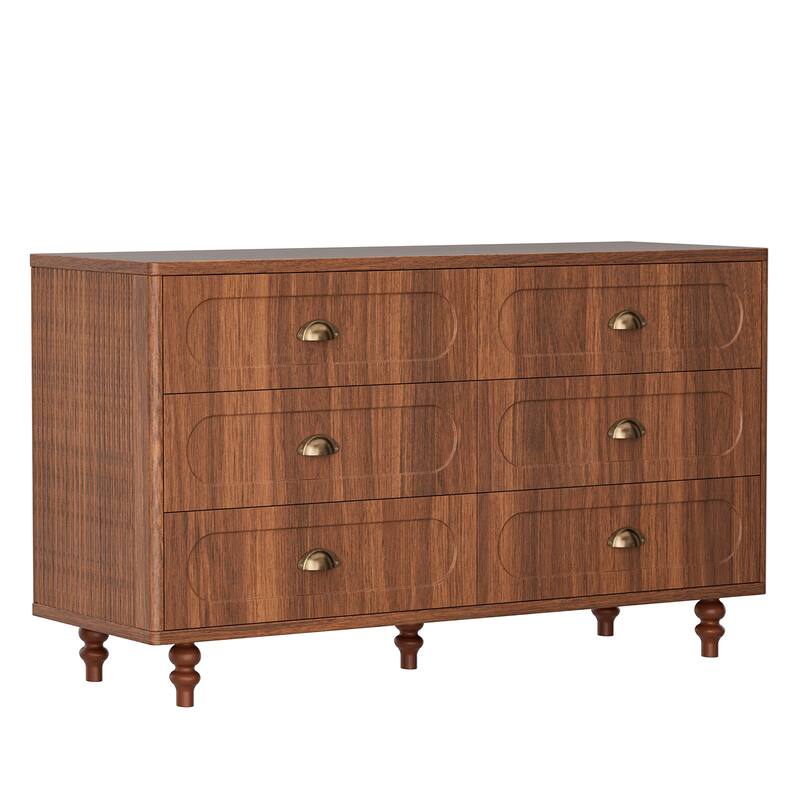 Gymojoy Fluted Dresser for Bedroom, Mid Century Modern Drawer Wood Chest Organizer, Small Storage Dresser for Living Room