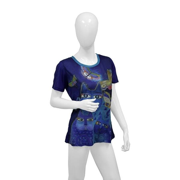 Shop Laurel Burch Indigo Cats Blue Short Sleeve Ladies T Shirt